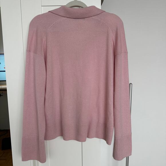 Alex Mill Blush Pink 100% Cashmere Ally Polo Pullover Sweater, Size M, Like New - Picture 4 of 8